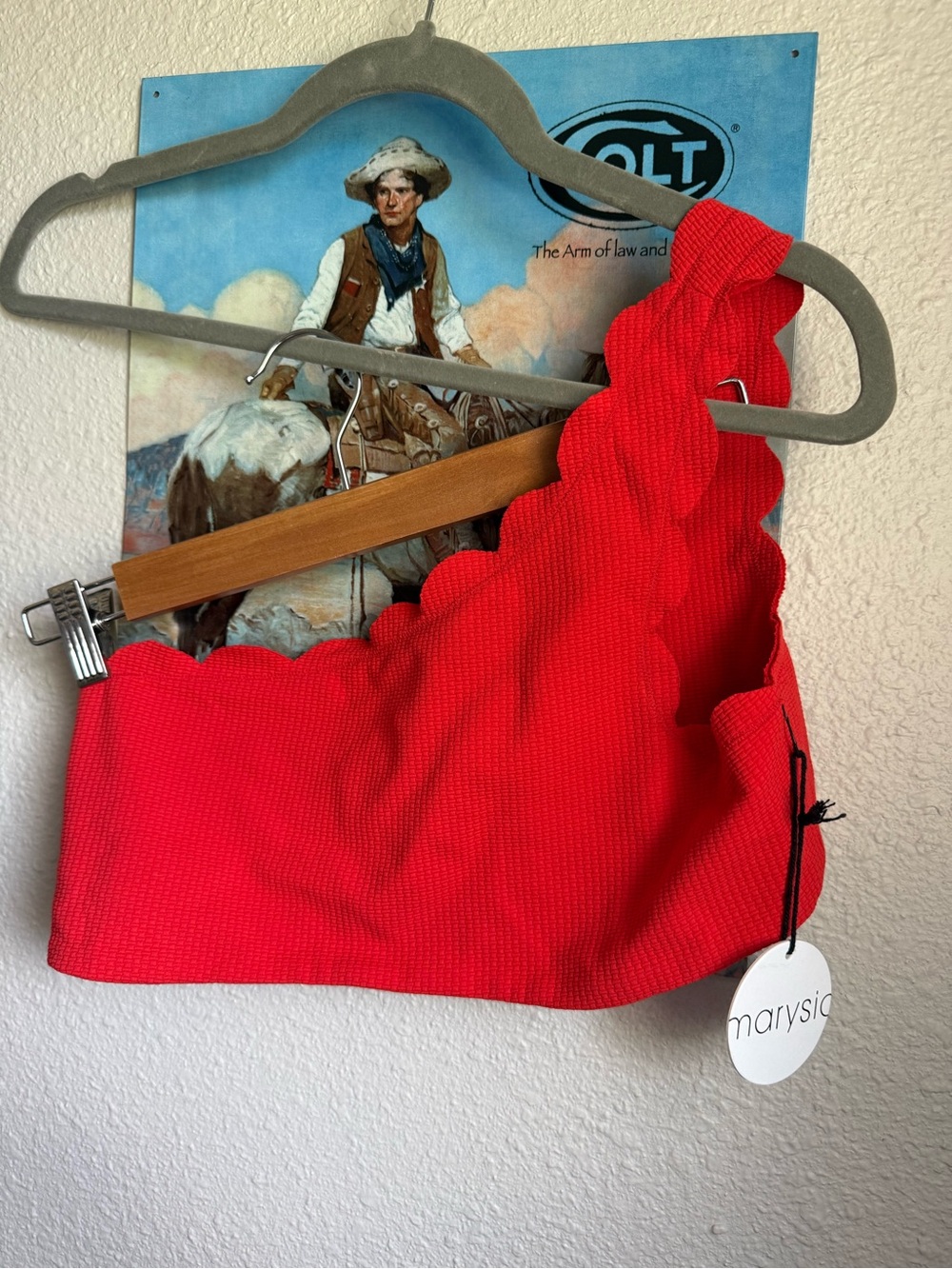 Marysia Swim SANTA BARBARA TOP - Red One-Shoulder Bikini Top - NWT